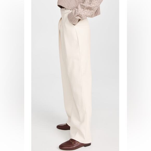 Mother High Waisted Egret Tunnel Vision Pleated Prep Faux Leather Pants Size 32 - Picture 2 of 13